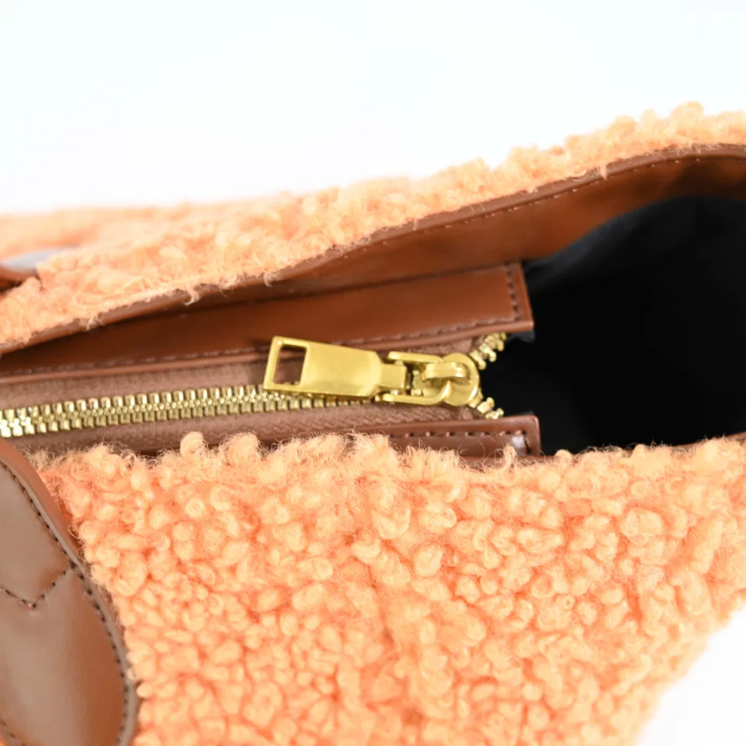 Luxe Orange and Yellow Faux Fur Tote - Fashion-Forward Essential for Women