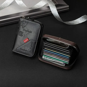 Elegant Black and Brown PU Leather Men′s Wallet and Card Holder