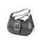 Elegant Black Leather Shoulder Bag with Metal Clasp Easily Accessible Handbag