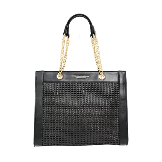 Charming Lady′s Personalized Woven Mesh Handbag with Metal Chain Shoulder Bag