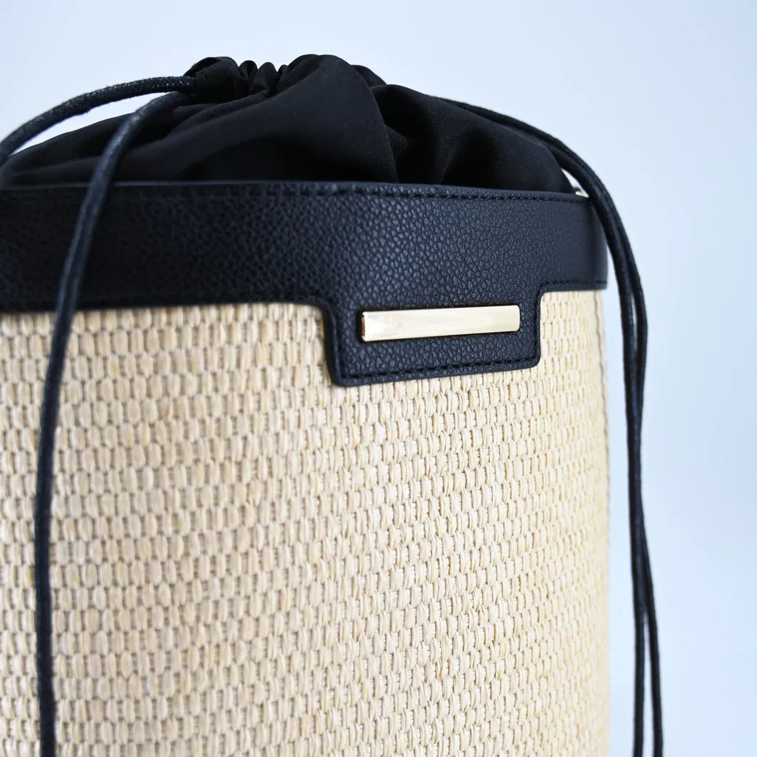 Chic Black and Brown Minimalist Bucket Bag for Fashionable Women