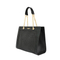 Elegant Black Woven Tote Bag Featuring Chic Gold Chain