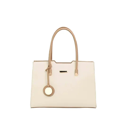 Refined Minimalist Tote Bag for Women in Beige-Brown PU Leather