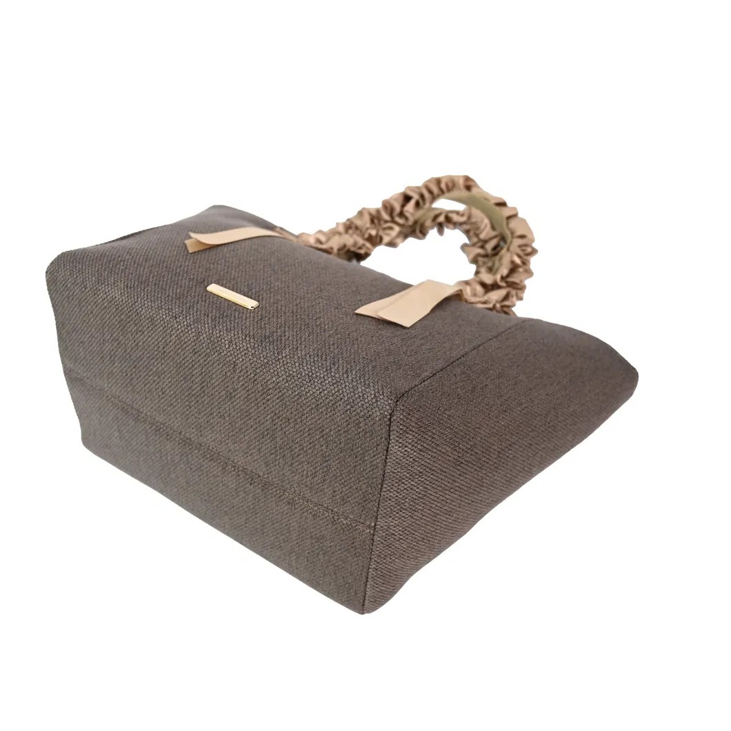 Stylish Women&prime;s Tote Bag with Chic Brown Ribbon Accents