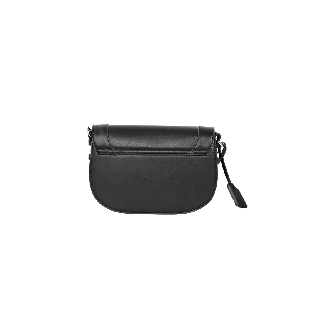 Elegant Black PU Leather Handbag with Versatile Shoulder Strap