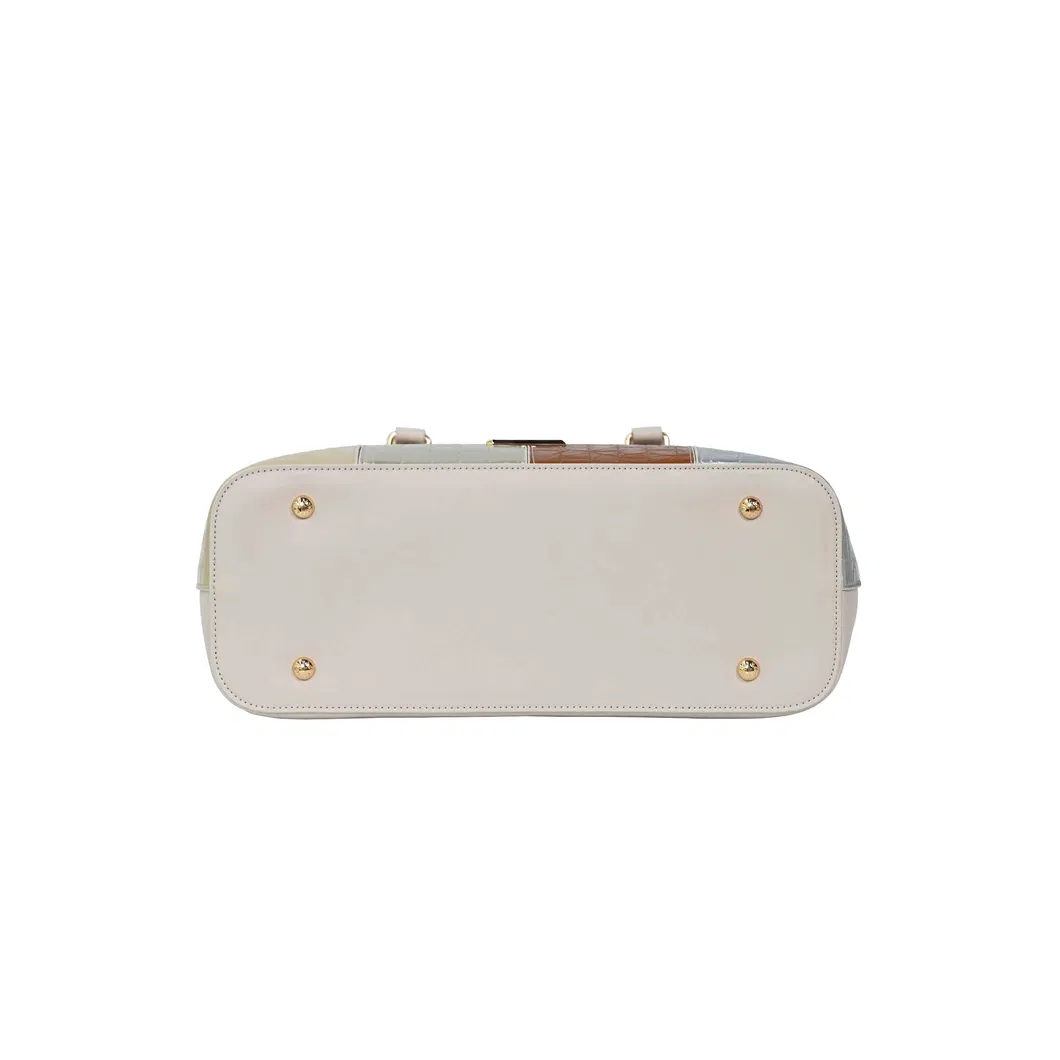 Trendy and Minimalist Women&prime;s Handbag with off-White Splicing