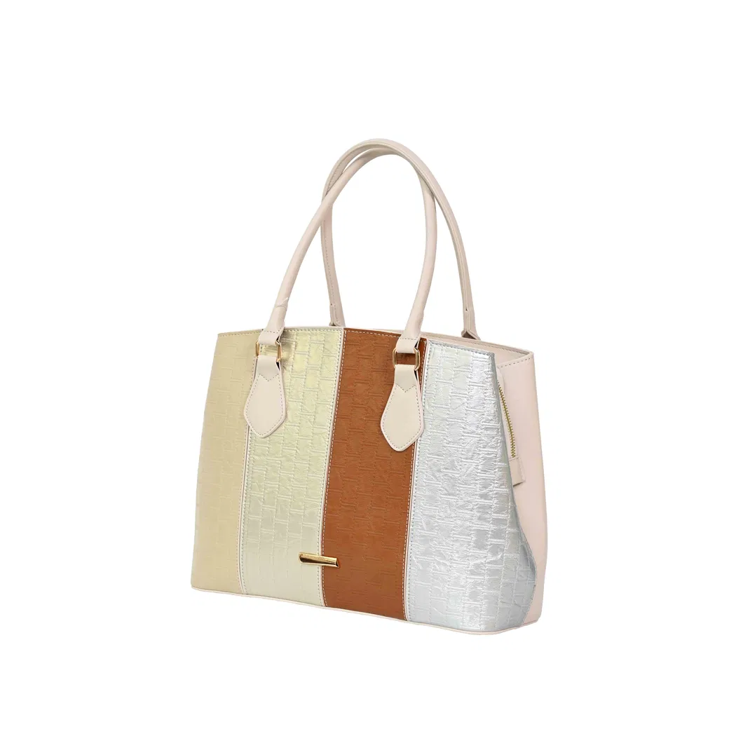 Trendy and Minimalist Women&prime;s Handbag with off-White Splicing