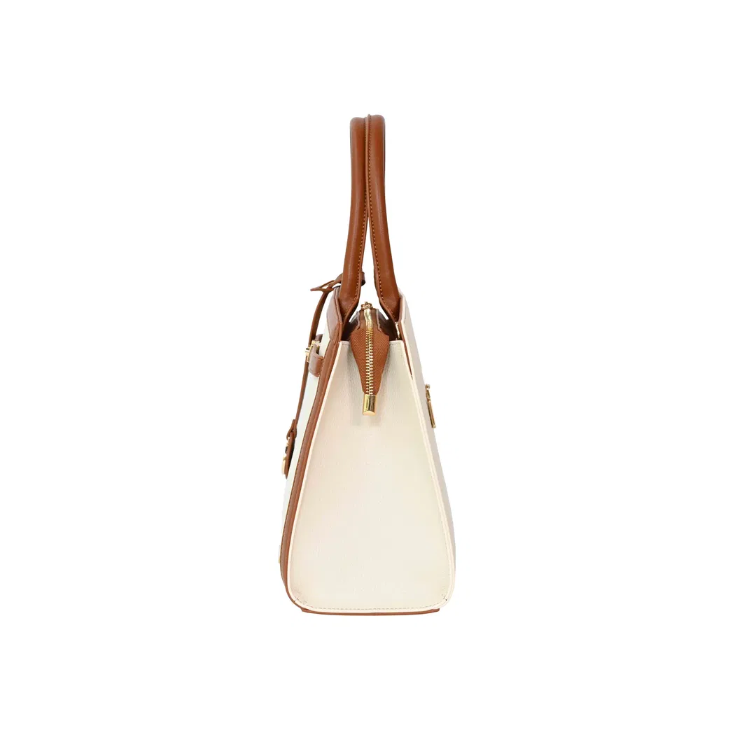 Chic Brown PU Tote Bag for Women with Elegant Gold Lock
