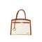 Chic Brown PU Tote Bag for Women with Elegant Gold Lock