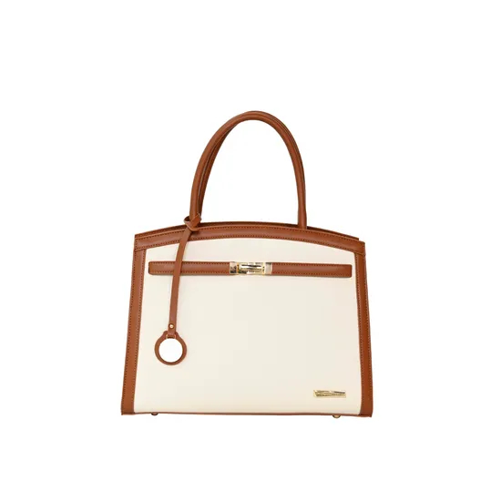 Chic Brown PU Tote Bag for Women with Elegant Gold Lock