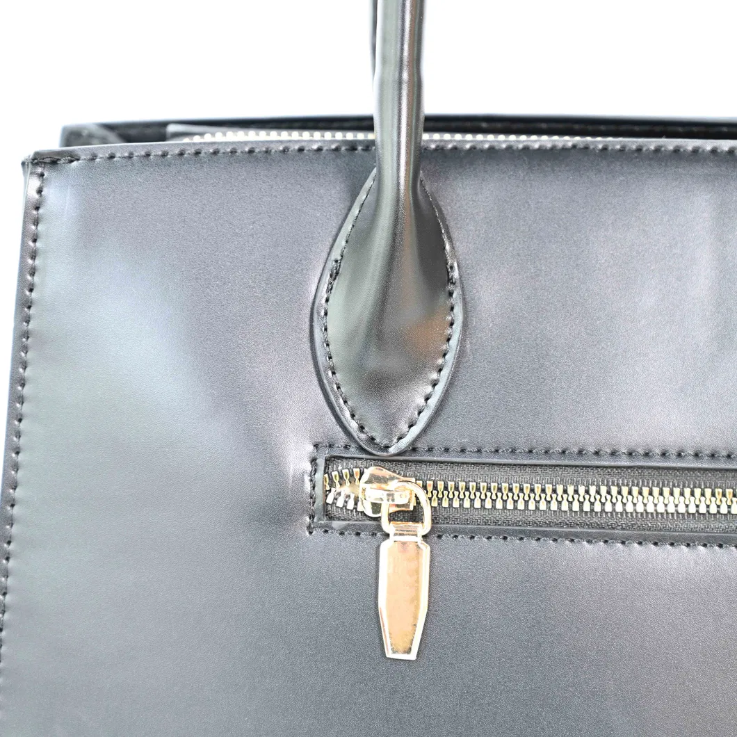 Women&prime;s Tote Handbag with off-Black Splicing and Simple Design