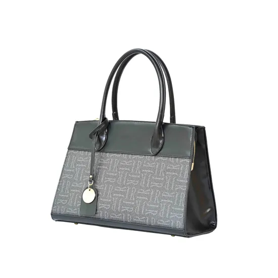 Women′s Tote Handbag with off-Black Splicing and Simple Design