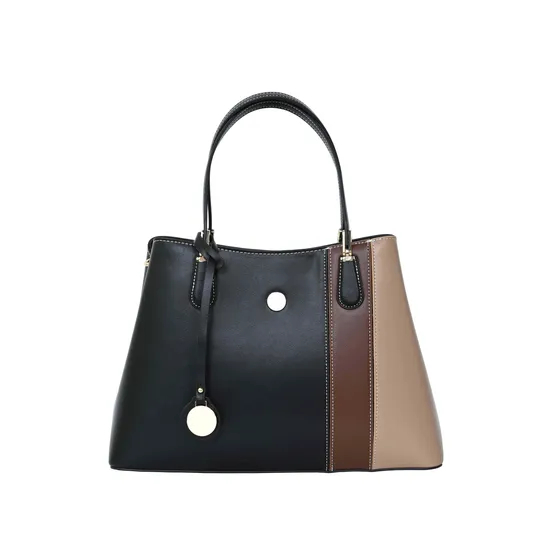 Chic Patchwork Tote Bag with Brown & Black Accents for Timeless Everyday Style