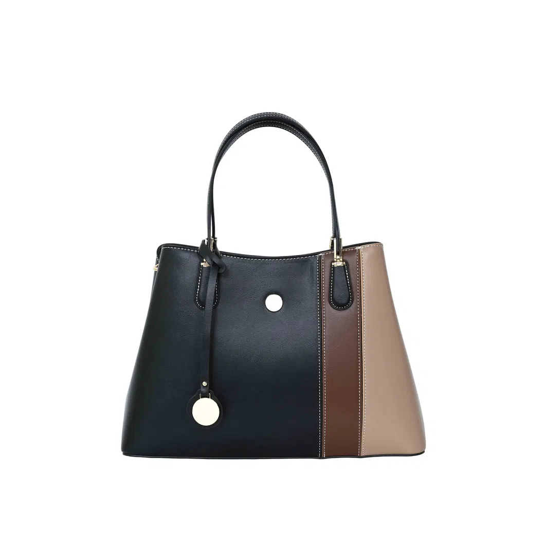 Chic Patchwork Tote Bag with Brown &amp; Black Accents for Timeless Everyday Style