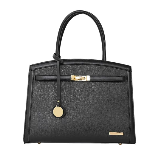 Elegant off-Black PU Spliced Minimalist Tote Handbag for Women