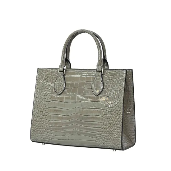 High - Silver Grey Crocodile - Print Fashion Handbag for Commuting