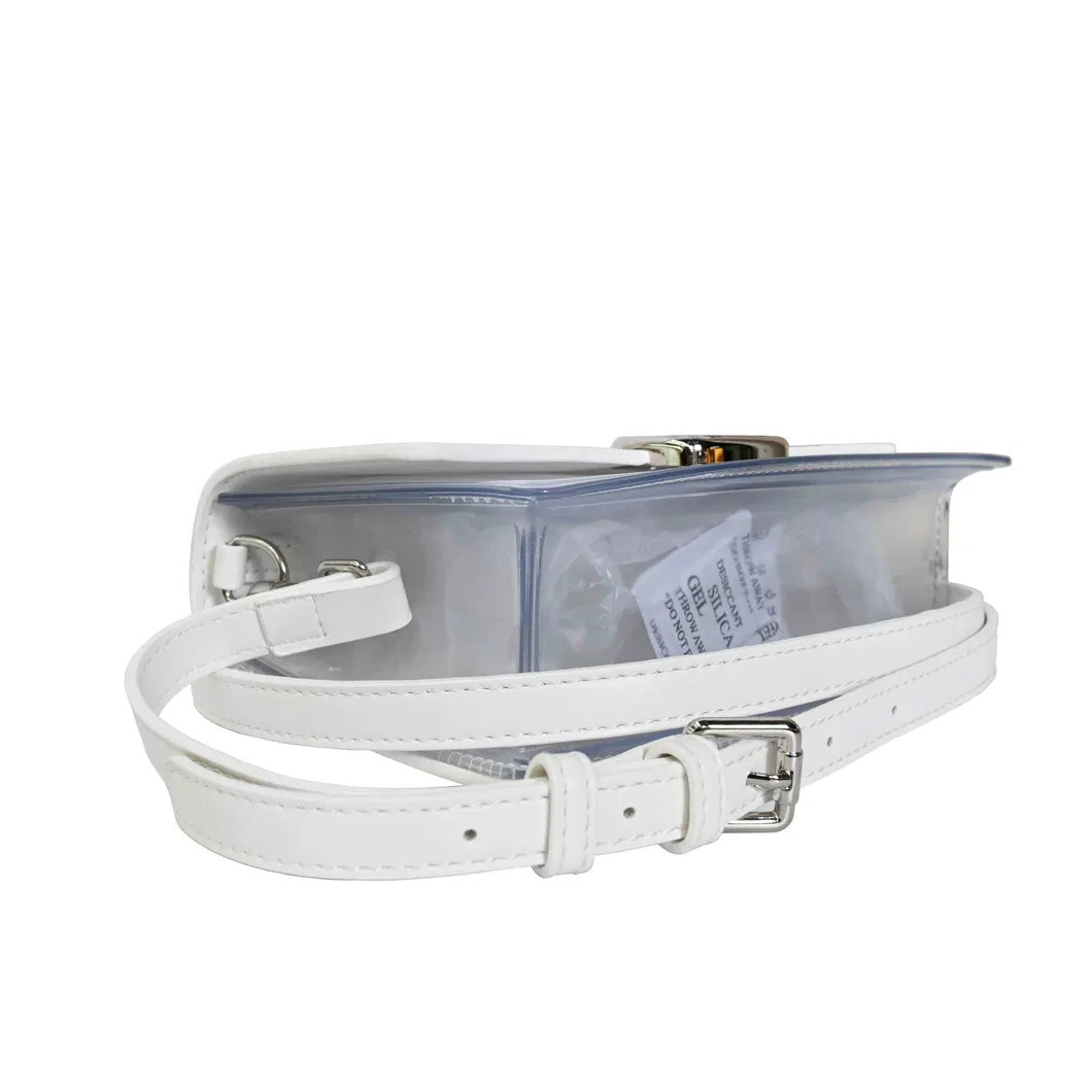 Chic White Shoulder Crossbody Bag for Patent Leather Clear Panel Style