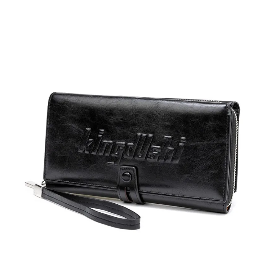Premium PU Glossy Men&prime;s Wallet with Letter Print Design in Black and Brown