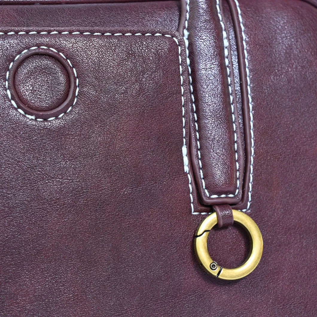 Fashionable Dark Brown PU Leather Handbag a Trendy Choice with a Shoulder Strap and Crossbody Design Showcasing Individual Charm