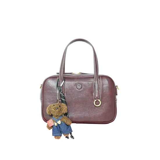 Fashionable Dark Brown PU Leather Handbag a Trendy Choice with a Shoulder Strap and Crossbody Design Showcasing Individual Charm