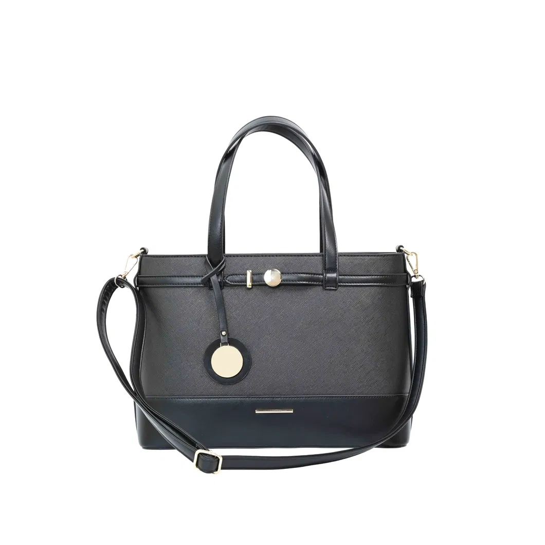 Elegant Black PU Leather Tote Bag with Masterclass in Minimalist Sophistication