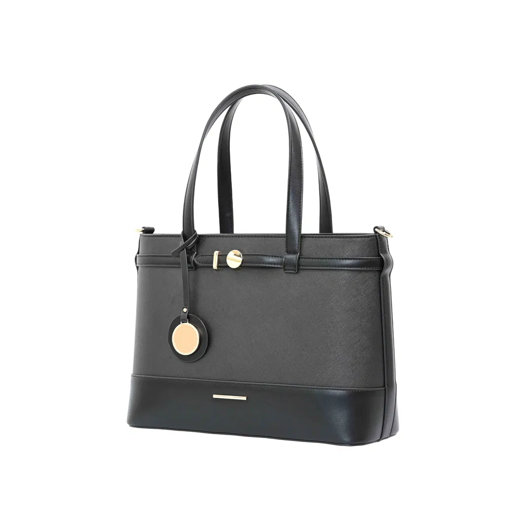 Elegant Black PU Leather Tote Bag with Masterclass in Minimalist Sophistication