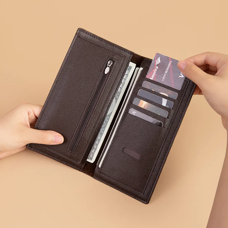 Vintage-Textured Black and Brown Men&prime;s Wallet and Card Holder