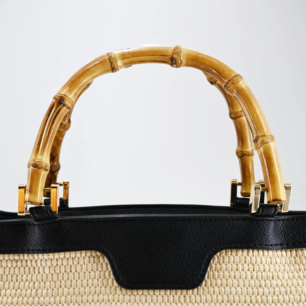 Sustainable Style: Woven Tote Bag with Bamboo Handles for The Eco-Chic Woman
