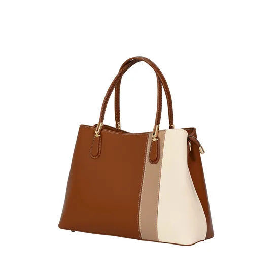 Chic Beige and Brown Women′s Handbag with Modern Touches