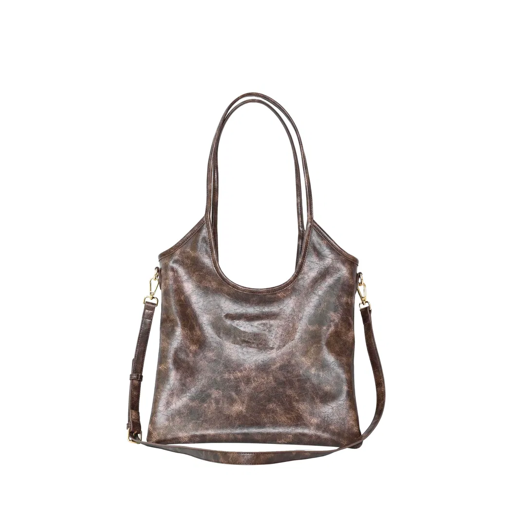 Vintage Brown Textured Women&prime;s Shoulder Tote Bag for Everyday Use