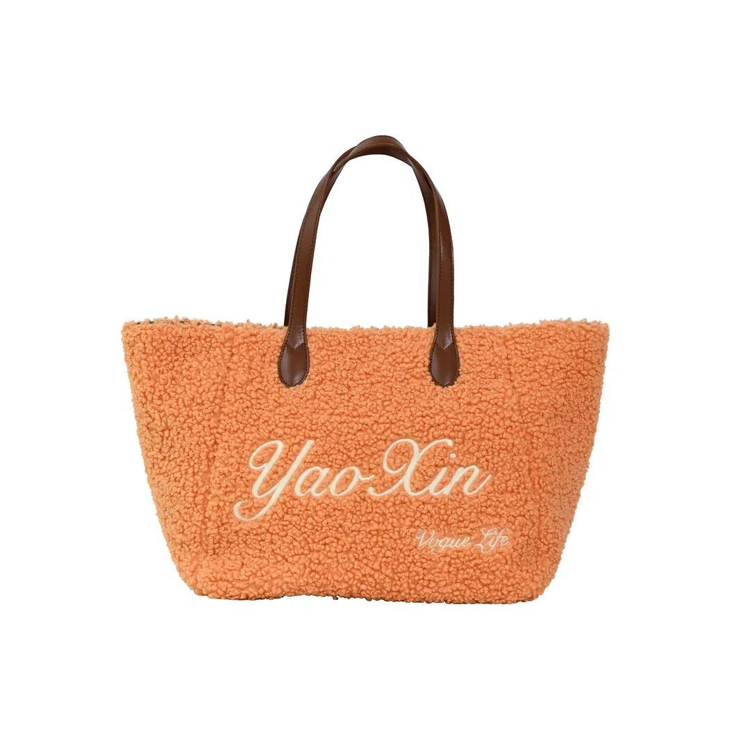 Vibrant Orange &amp; Yellow Faux Fur Tote Bag - a Luxurious Statement Piece