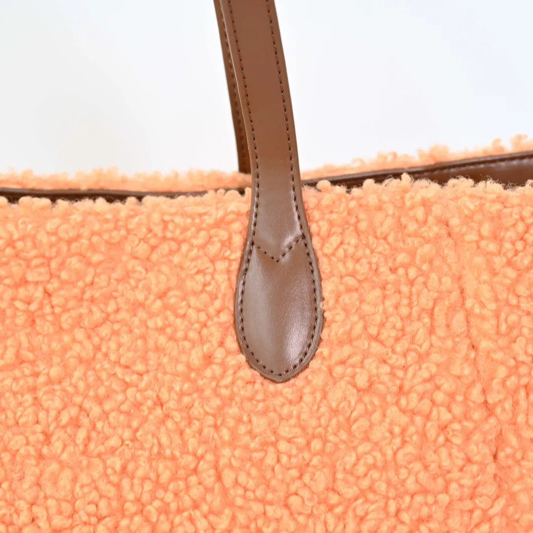 Luxe Orange and Yellow Faux Fur Tote - Fashion-Forward Essential for Women