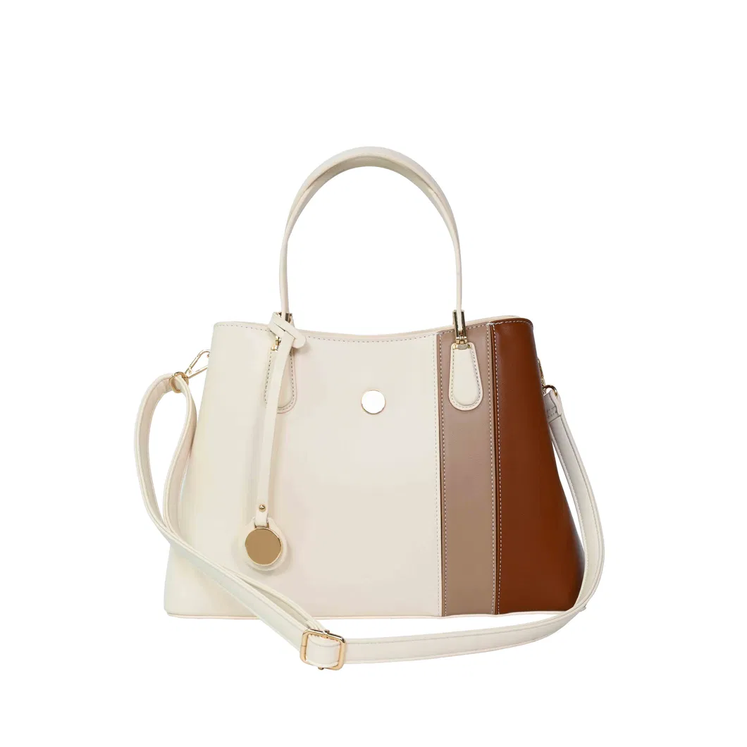 Elegant Women&prime;s Handbag with Chic Beige and Brown Accents