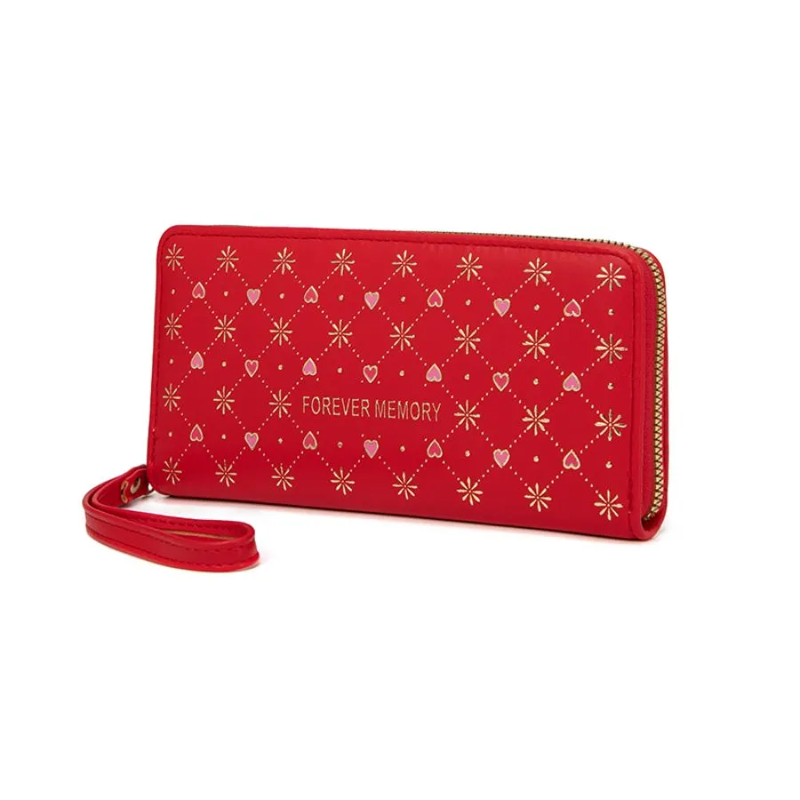Stylish Diamond Heart Design Zippered Women&prime;s Wallet and Card Holder