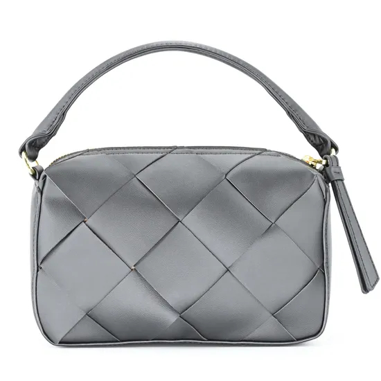 Elegant Black PU Handbag with Chic Square Checkered Design