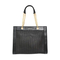 Elegant Black Woven Tote Bag Featuring Chic Gold Chain