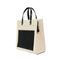 Stylish Black and Beige Color Block Tote Bag for Daily Use