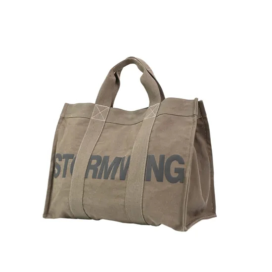 Trendy Brown Canvas Tote Bag: Minimalist Letter Design for Effortless Style