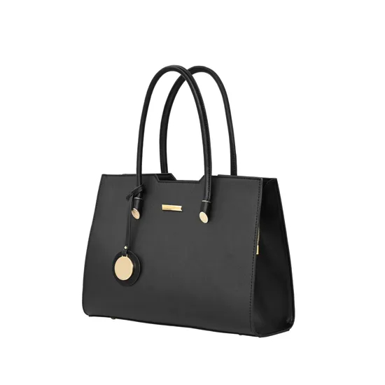 Stylish Black PU Leather Tote Bag: Perfect for Minimalist Lovers