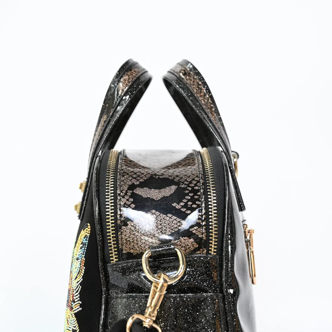 Chic Black PU Backpack and Tote Featuring Cute Fox Design