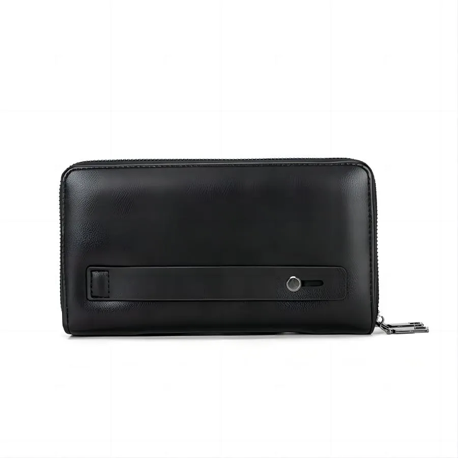 Minimalist and Elegant Black PU Men&prime;s Wallet and Card Holder