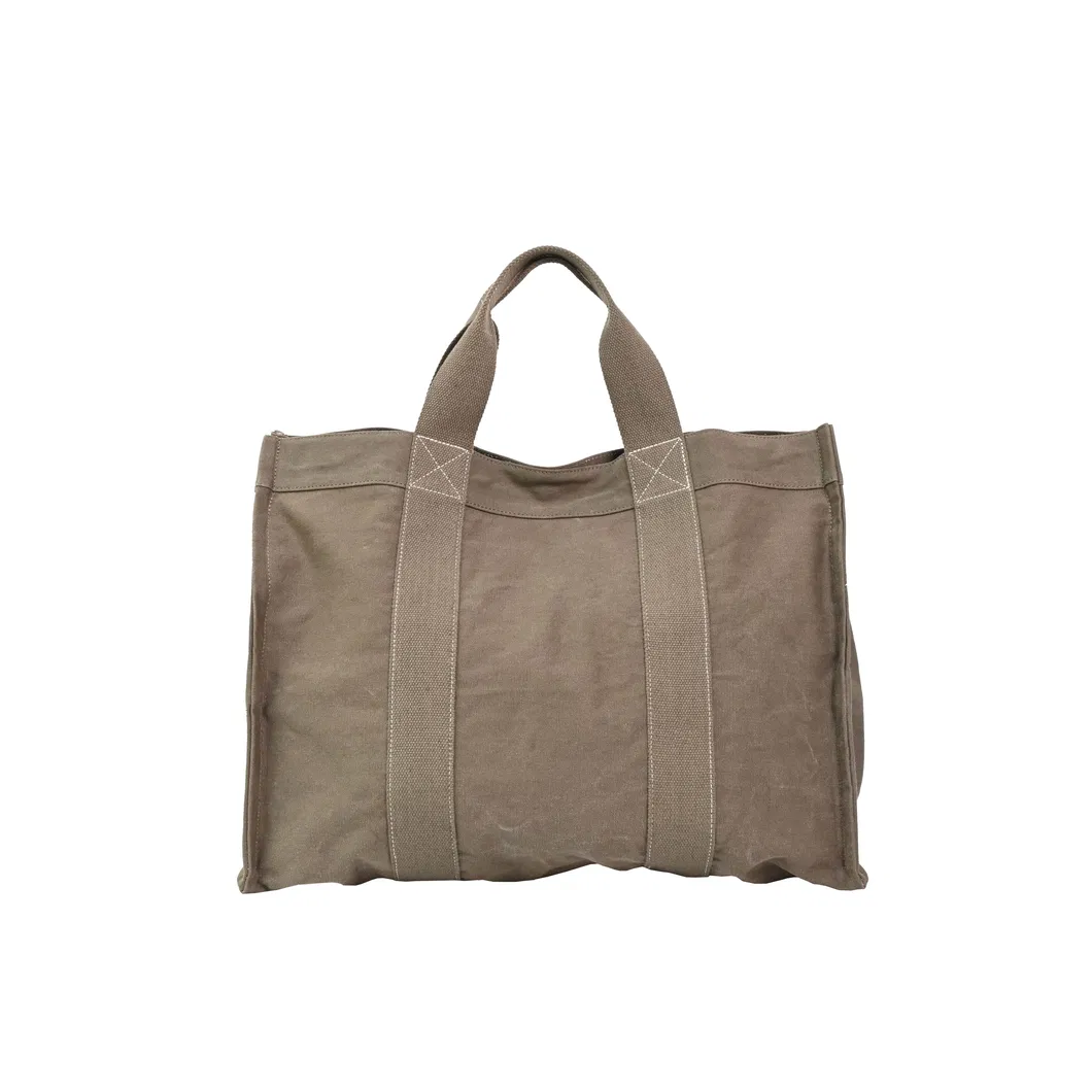 The Brown Essential: Canvas Tote Bag with Subtle Lettering