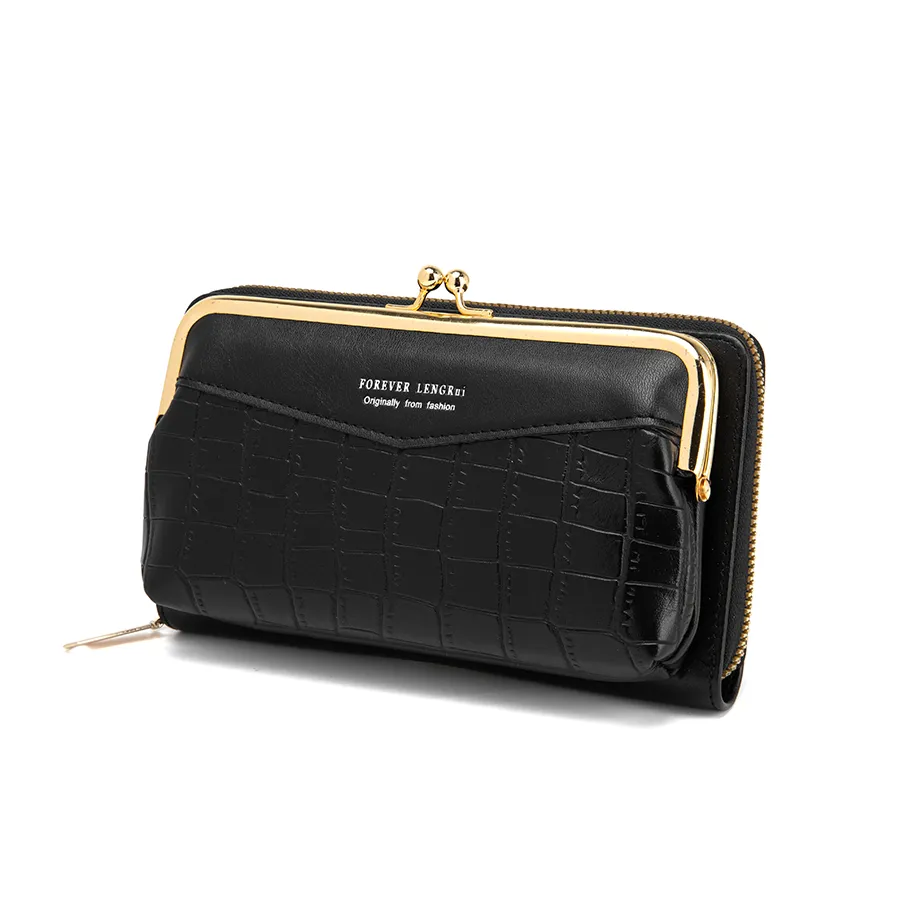 Elegant and Fashionable Checkered Design Zip Wallet for Women