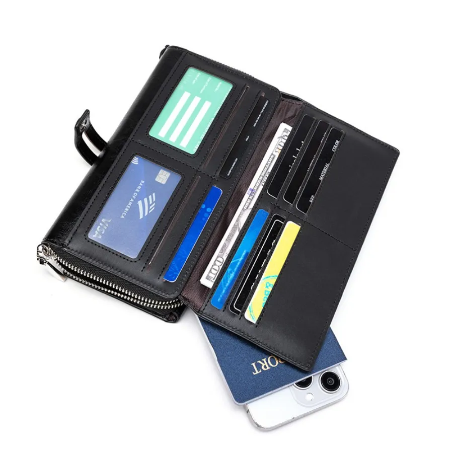 Premium PU Glossy Men&prime;s Wallet with Letter Print Design in Black and Brown
