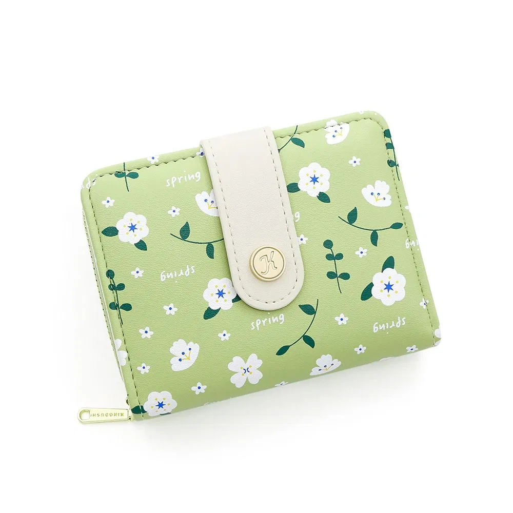 Refreshing Small Floral Design Ladies&prime; Wallet in Morandi Color Tones