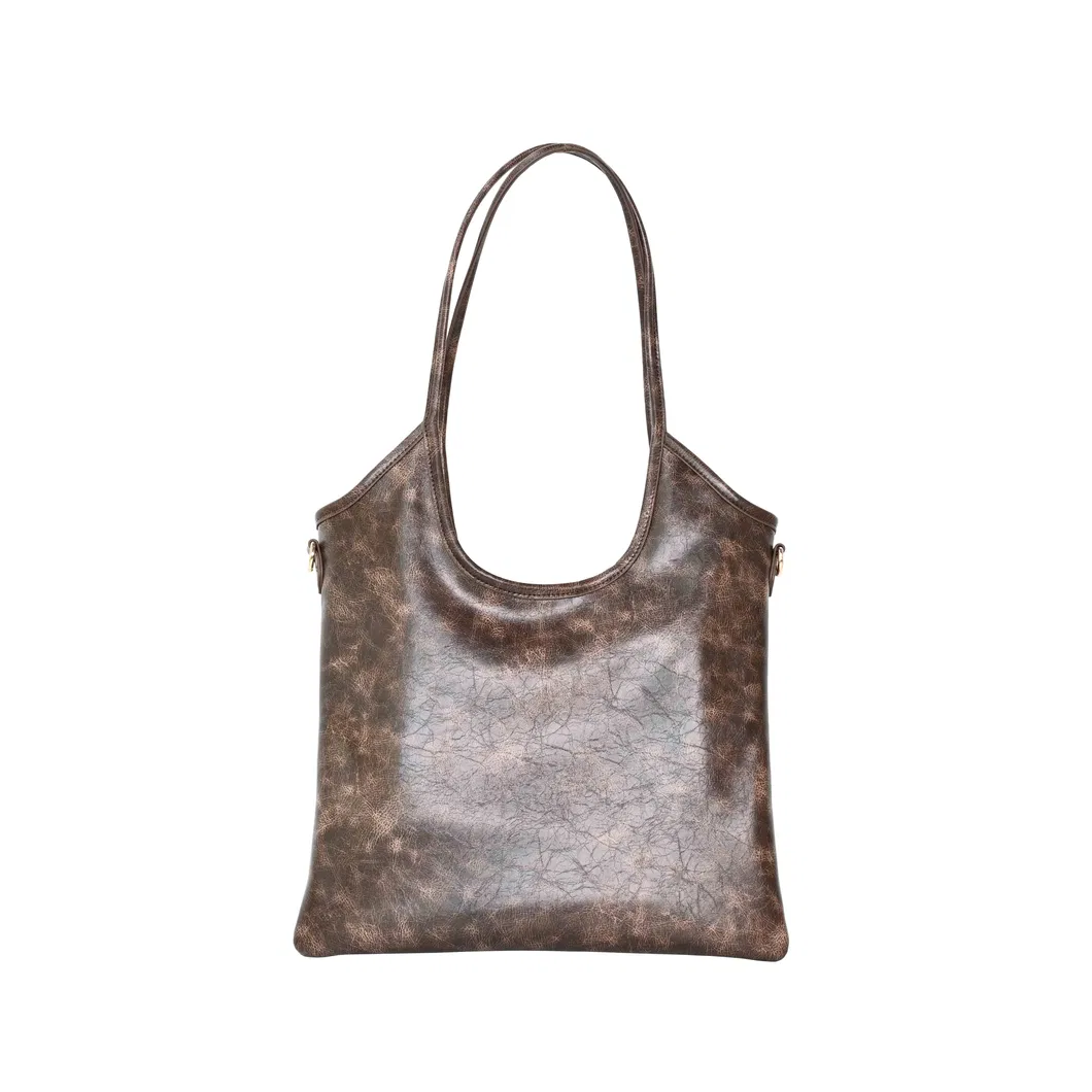 Vintage Brown Textured Women&prime;s Shoulder Tote Bag for Everyday Use