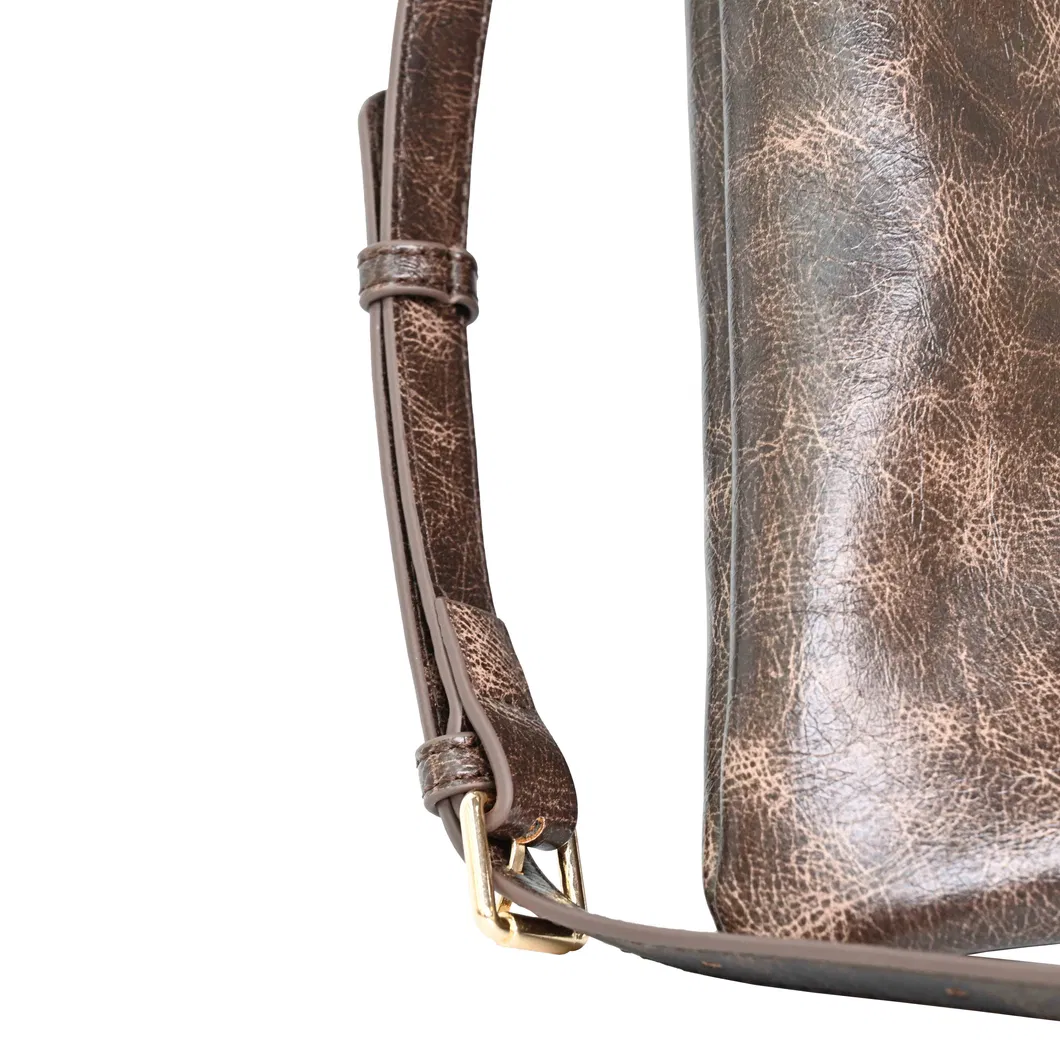 Vintage Brown Textured Women&prime;s Shoulder Tote Bag for Everyday Use