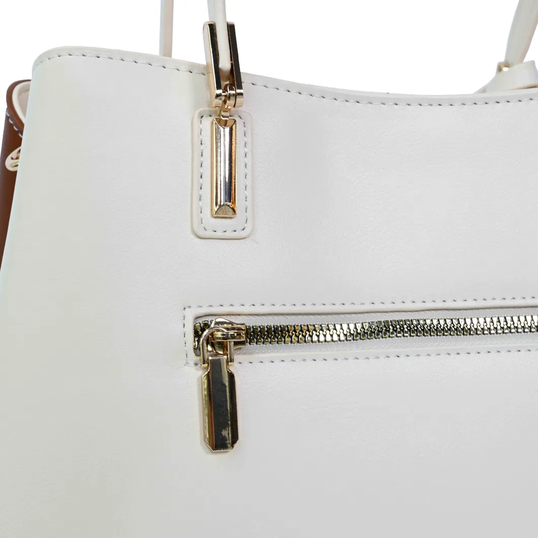 Elegant Women&prime;s Handbag with Chic Beige and Brown Accents