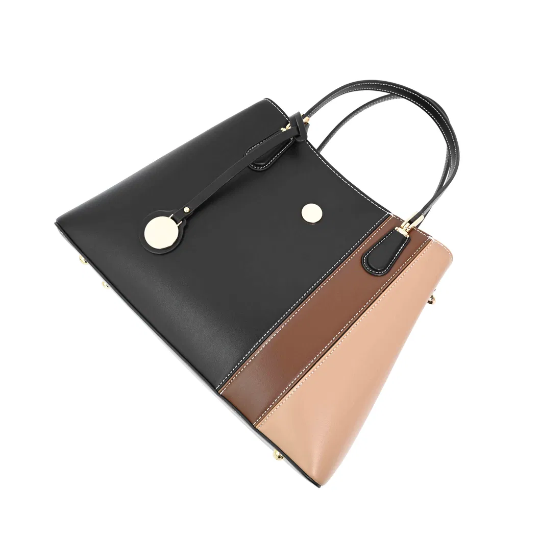 Trendy Brown and Black Patchwork Tote Bag for Fashionable Women
