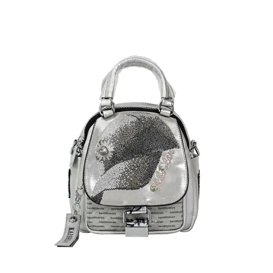 Glossy Silver Mini Backpack - Compact & Stylish Travel Companion